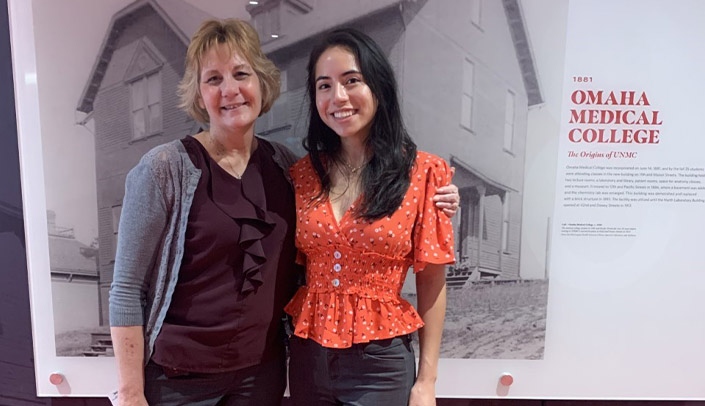 Mikayla Peralta, at right, a participant in the Summer Undergraduate Research Program, poses with her faculty mentor Jana Wardian, PhD.
