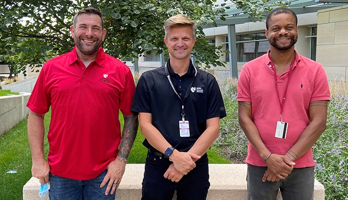 From left, Joshua Santarpia, PhD, John Lowe, PhD and St. Patrick Reid, PhD