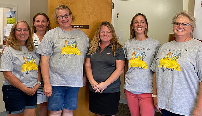 From left, staff members at a recent open house at the Heartland Health Center in Ravenna are Sheila Lockhorn, Tami Smith, Stephanie Burge, DNP, Abby Cronin, Megan Dahlke and Michelle Clark.
