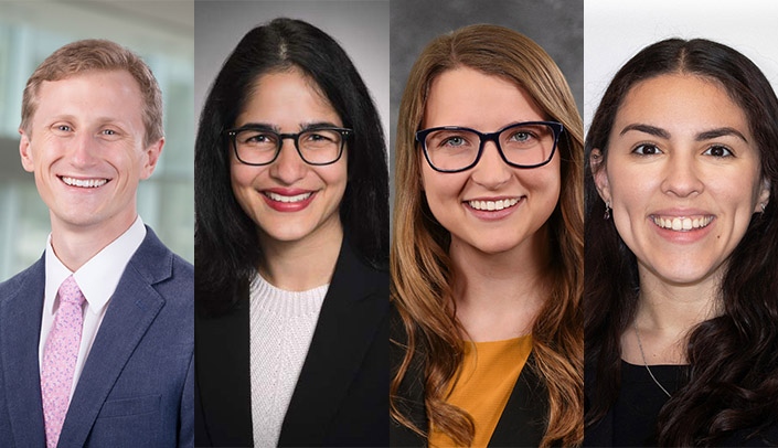 UNMC Student Senate officers for 2021-22 are, from left, Taylor Kratochvil (president), Hannah Tandon (vice president), Katie Schultis (chief of staff) and Estefania Lanza Rodriguez (treasurer).