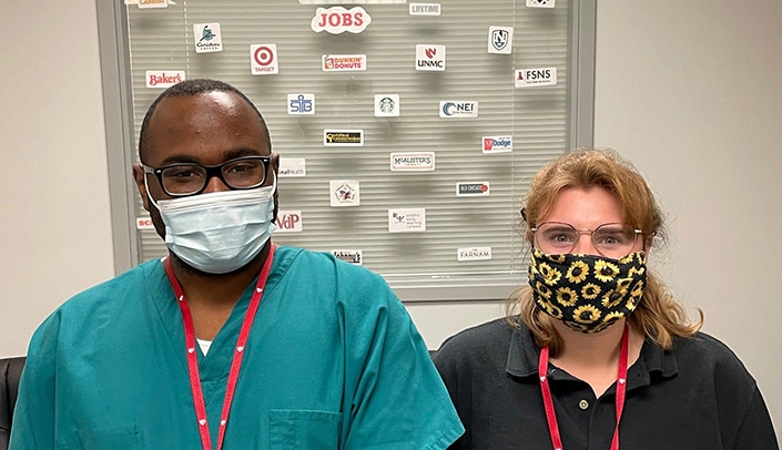 From left, interns Raheem Singleton-Sealy and Chelsea Robinson