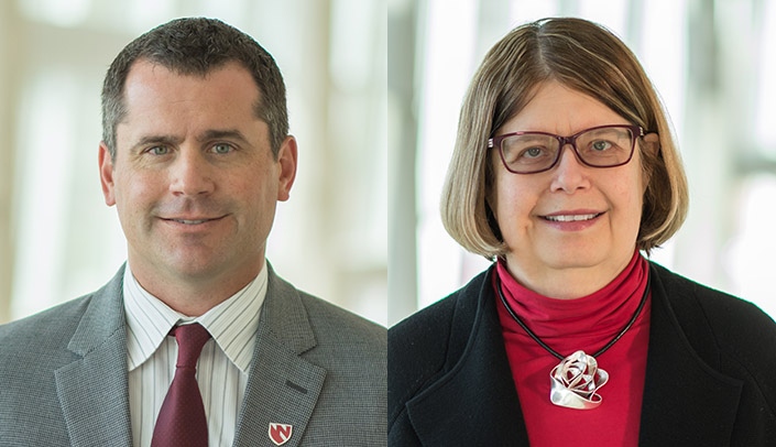 From left, Matthew Zimmerman, MD, and Lynnette Leeseburg Stamler, PhD, DLitt