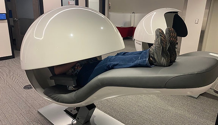 The napping pods are located on Level 7, which is the designated quiet level.
