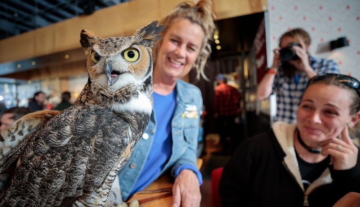 Fontenelle Forest gave an up-close look at a couple magnificent birds at Nebraska Science Festival's Raptors & Rye.