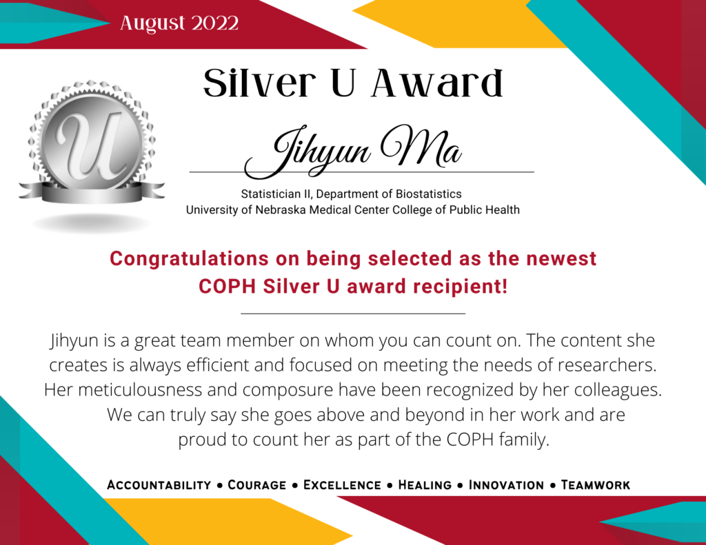College of Public Health August 2022 Silver U Award