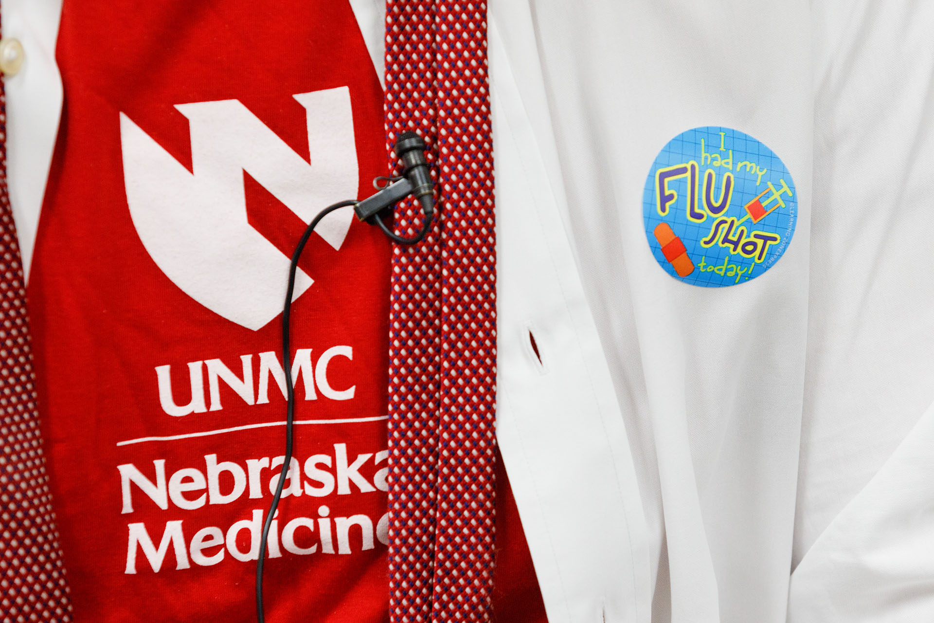 UNMC Chancellor Jeffrey P&period; Gold&comma; MD&comma; received his flu shot last Wednesday&period;