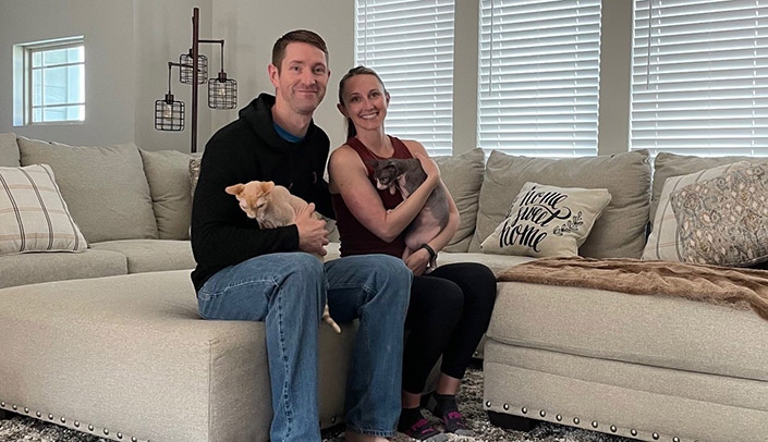 Brad Huff&comma; his wife Whitnie&comma; and their two hairless cats