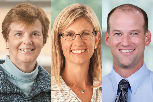 Debra Romberger&comma; MD&comma; chair&comma; department of internal medicine&comma; Tammy Wichman&comma; MD&comma; associate professor&comma; and Nate Anderson&comma; MD&comma; assistant professor&comma; were among those who received honors at the Nebraska Chapter of the American College of Physicians annual meeting&period;