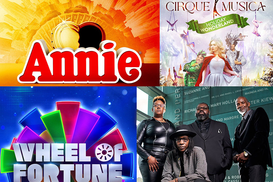 Clockwise from top&comma; "Annie&comma;" Cirque Musica&comma; Enjoli & Timeless and "Wheel of Fortune Live"
