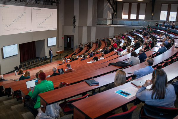 Rob Hanson&comma; co-founder and CEO of Lincoln-based Monolith&comma; speaks during the inaugural NU Sustainability Summit&comma; held Nov&period; 21 at Nebraska Innovation Campus&period; &lpar;Photo&colon; Umbrella Booth Photography&rpar;