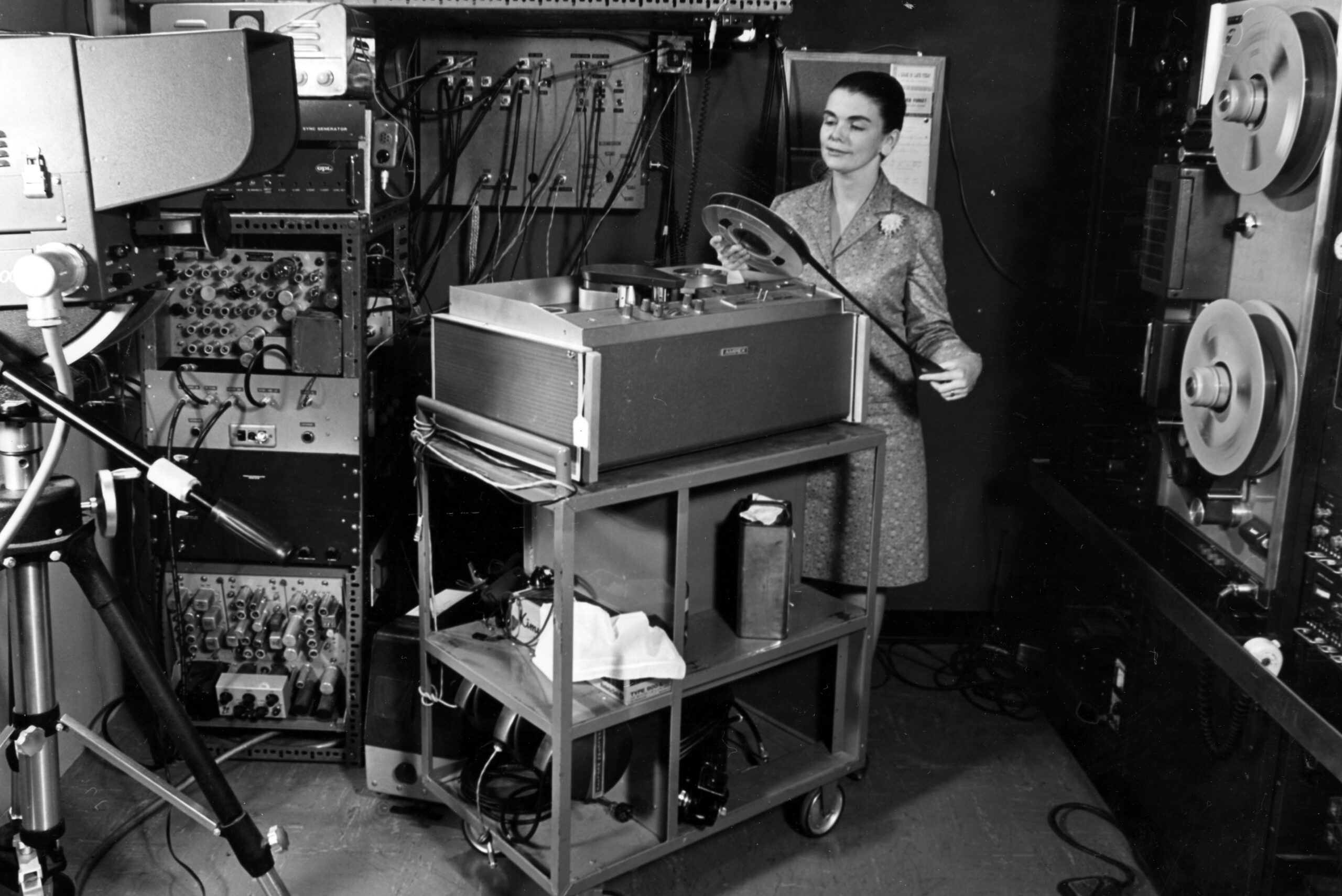 Reba Benschoter&comma; PhD&comma; in the Nebraska Psychiatric Institute Studio&comma; circa 1967