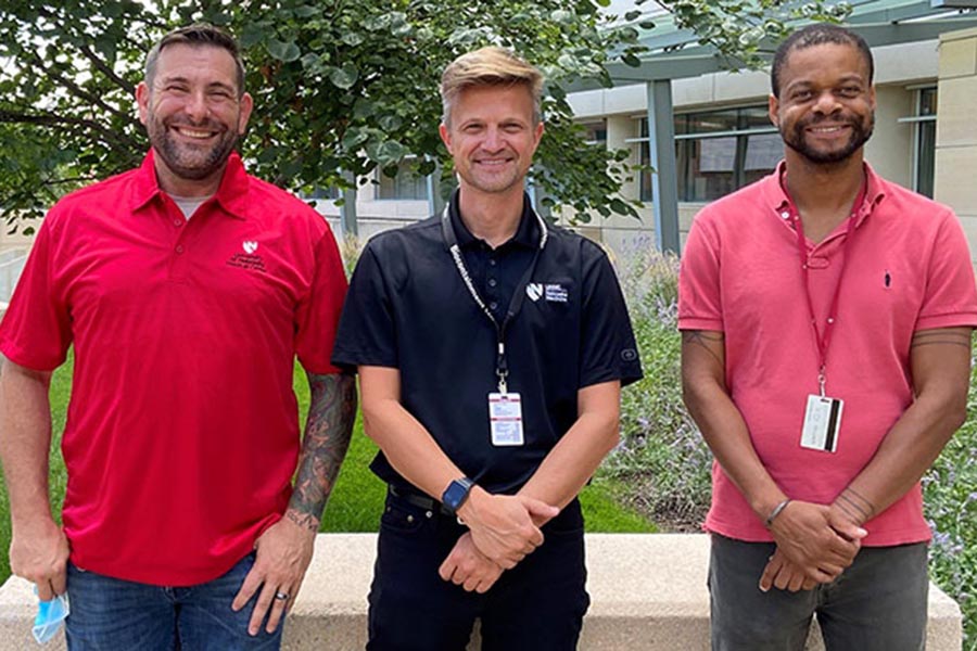 Joshua Santarpia, PhD; John Lowe, PhD; and St. Patrick Reid, PhD, the team behind research confirming airborne transmission of SARS-CoV-2.