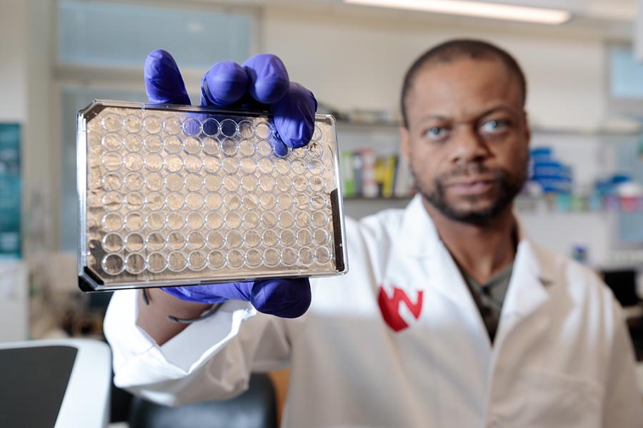 St. Patrick Reid, PhD, in his lab.