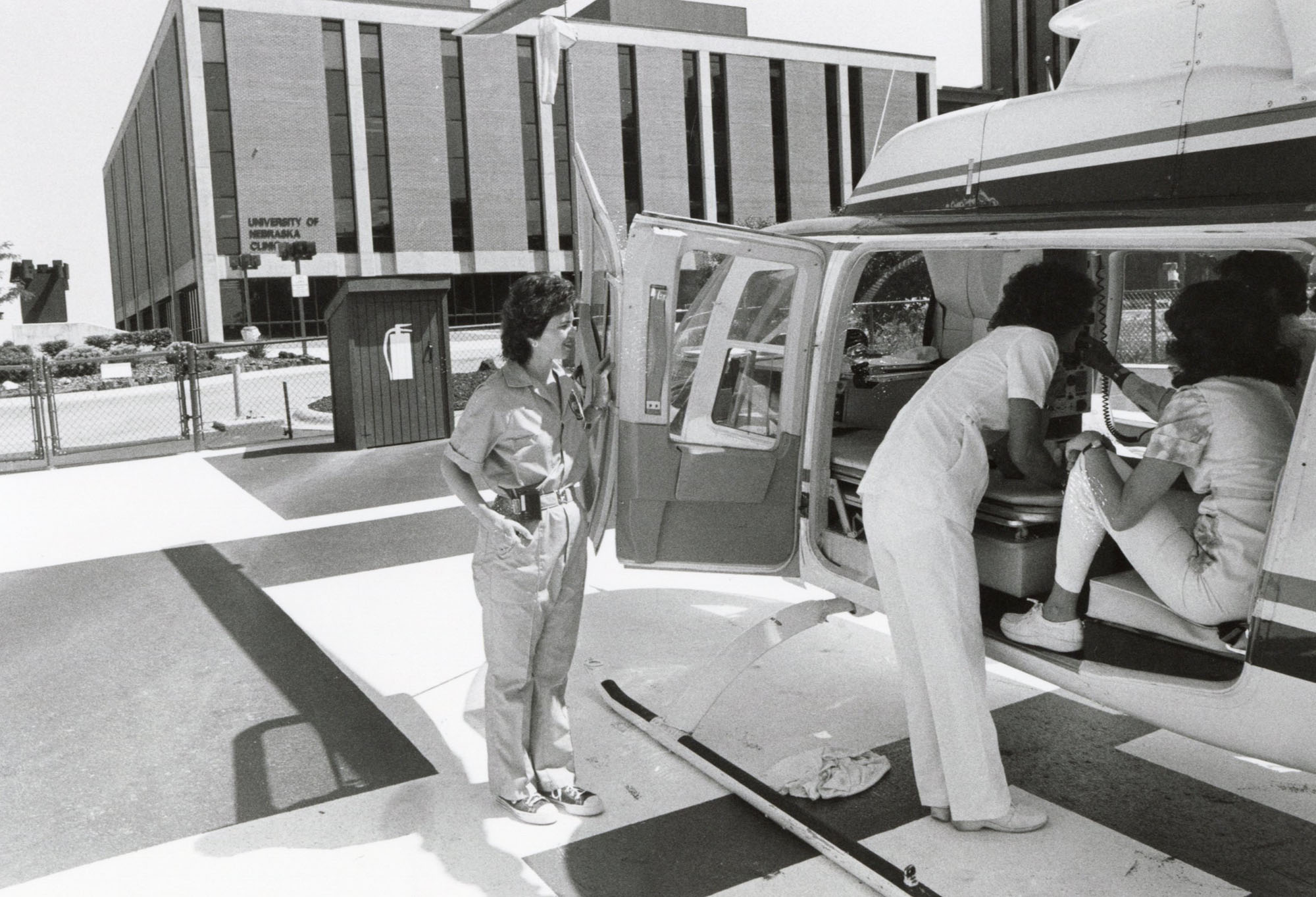 UNMC joined SkyMed in 1981&period; It was based at the campus&comma; with a helipad at 44th and Dewey Streets&comma; by January 1982&period;
