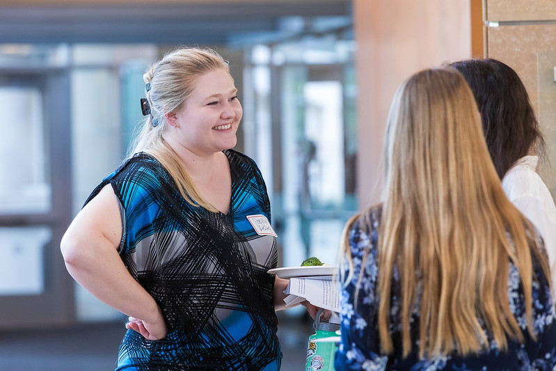 Graduate Student Association &lpar;GSA&rpar; president Sophia Kisling greeted new students at the matriculation ceremony welcome reception&period;