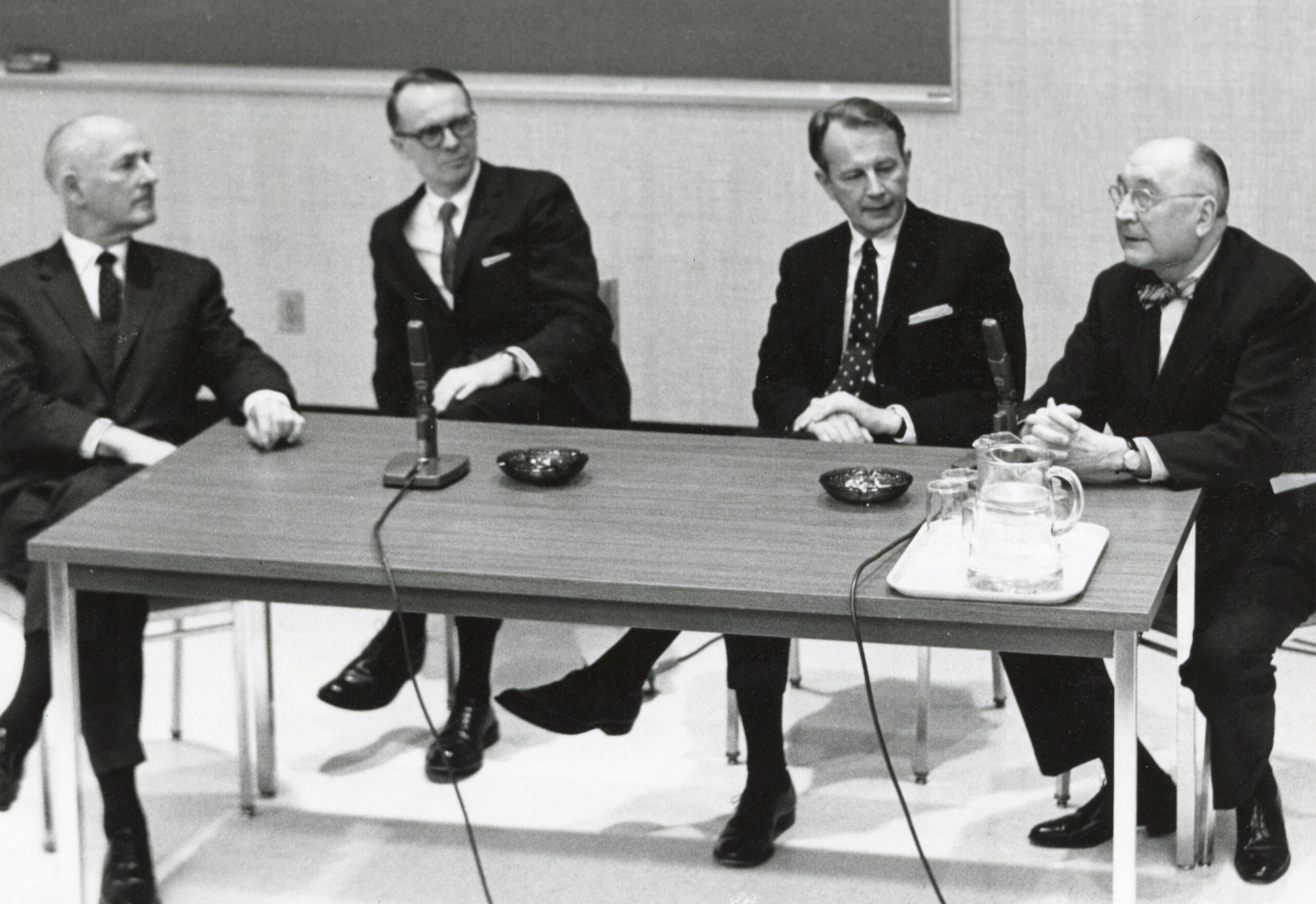 In 1969&comma; college of medicine organizers recognized a centennial to mark 100 years since the beginning of medical education in Omaha&period; Included in the centennial events was a symposium to discuss the future of medicine that featured George Beadle&comma; at left&comma; PhD&comma; a Wahoo&comma; Nebraska&comma; native who shared the 1958 Nobel Prize for Physiology&sol;Medicine&period;