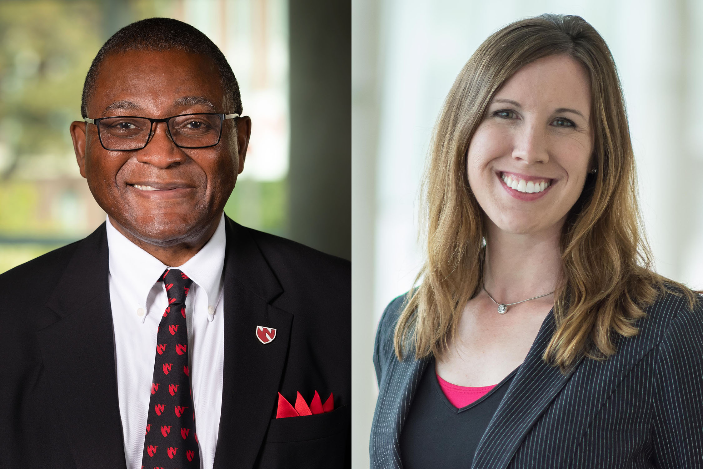 Dele Davies&comma; MD&comma; senior vice chancellor for academic affairs&comma; and Heidi Keeler&comma; PhD&comma; assistant vice chancellor of the UNMC Office of Community Engagement