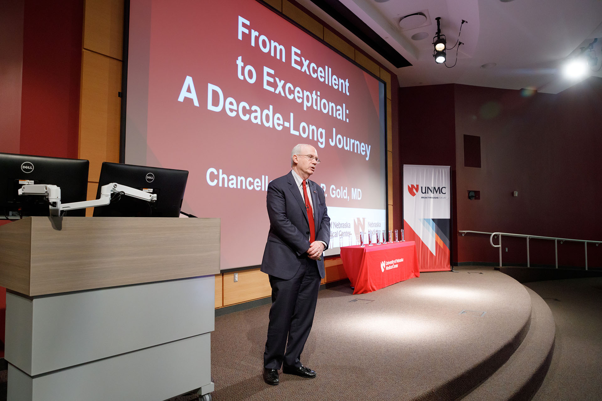 UNMC Chancellor Jeffrey P&period; Gold&comma; MD&comma; gives his annual state-of-the-campus address Tuesday&period;