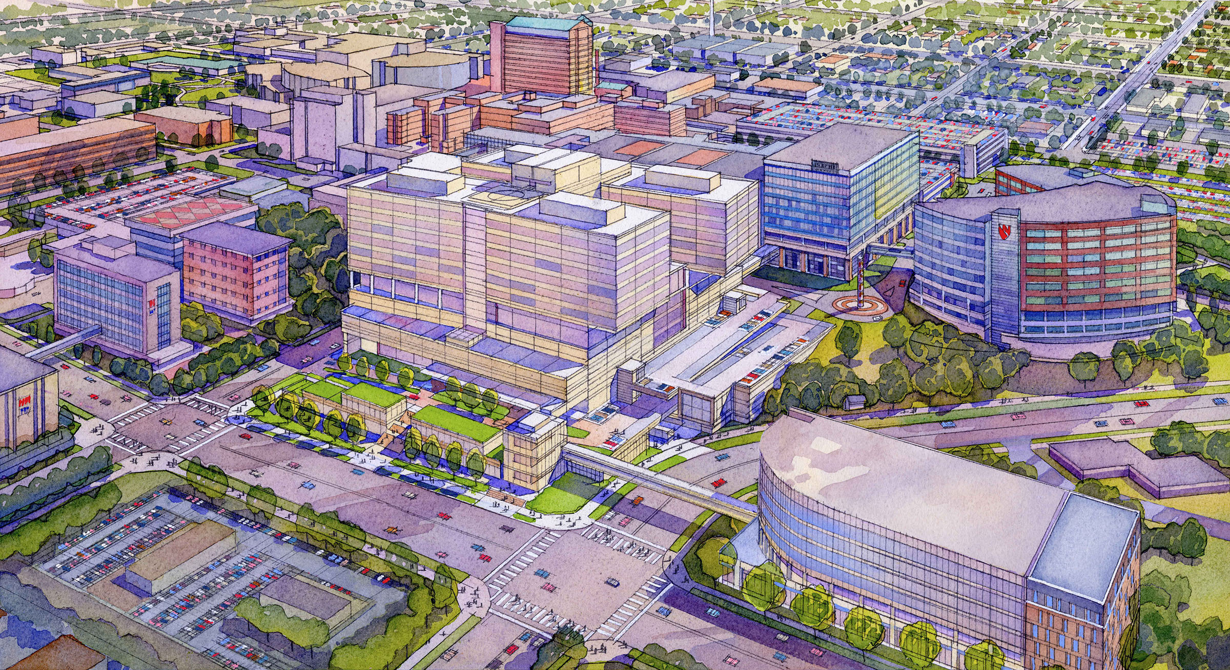 A rendering of the Project Health project at the corner of Farnam Street and Saddle Creek Road