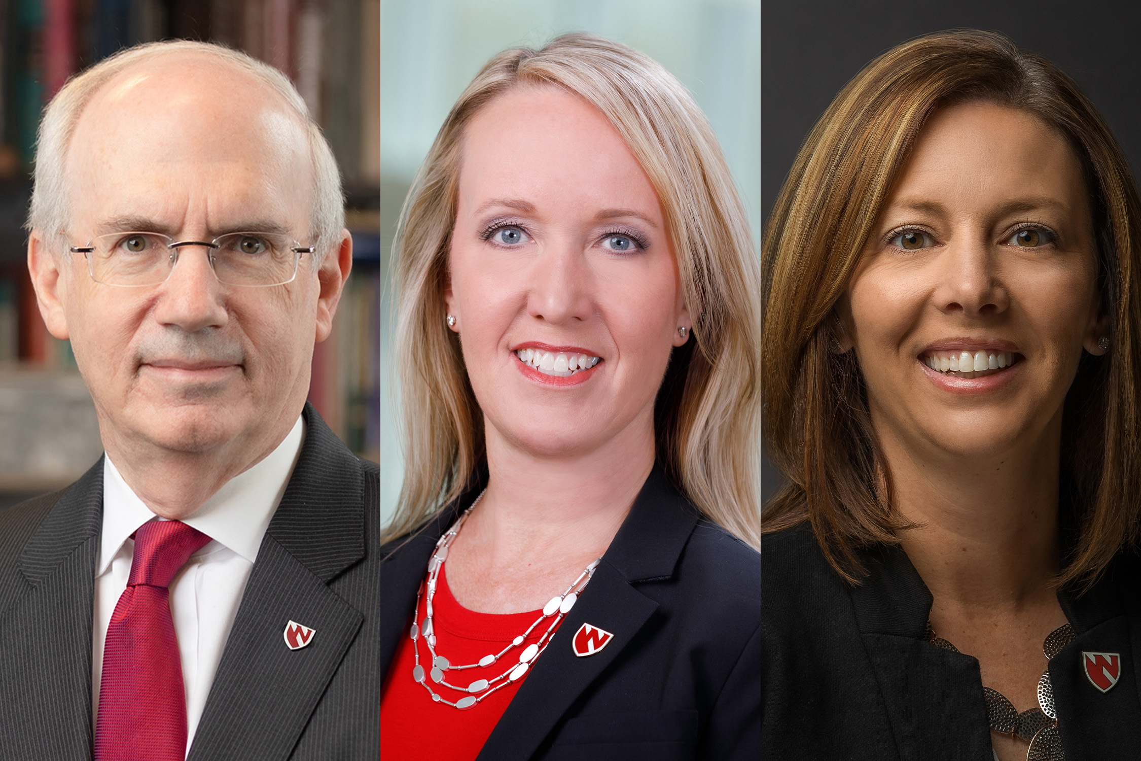 UNMC Chancellor Jeffrey P&period; Gold&comma; MD&comma; Anne Barnes&comma; vice chancellor for business&comma; finance and business development&comma; and Jennifer Bartholomew&comma; associate vice chancellor for UNMC and vice president for Nebraska Medicine facilities management and planning