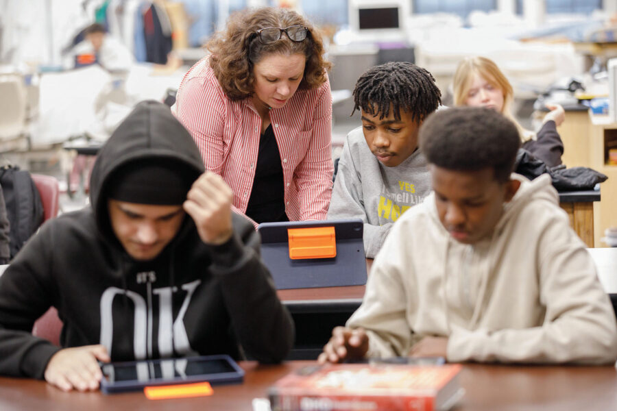 UNMC’s digital content engages middle- and high-school students in health sciences and health-related careers. Robyn Jernigan, above, uses the uBEATS model in her health academy classroom at Omaha’s Benson High School.