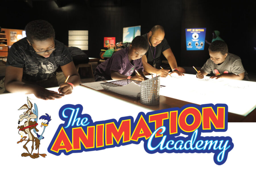 Museum visitors drawing animation