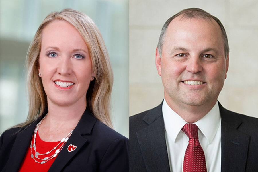 Anne Barnes, vice chancellor for business and finance at UNMC, and Bret Blackman, vice president for IT and chief information officer for the University of Nebraska System