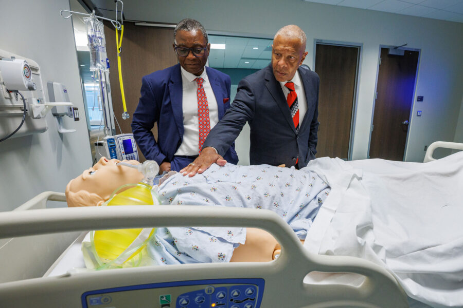 Omaha Mayor John Ewing, Jr., visited the UNMC Omaha campus on June 23 to meet with Interim Chancellor H. Dele Davies, MD, as well as other med center leaders, and receive a tour.