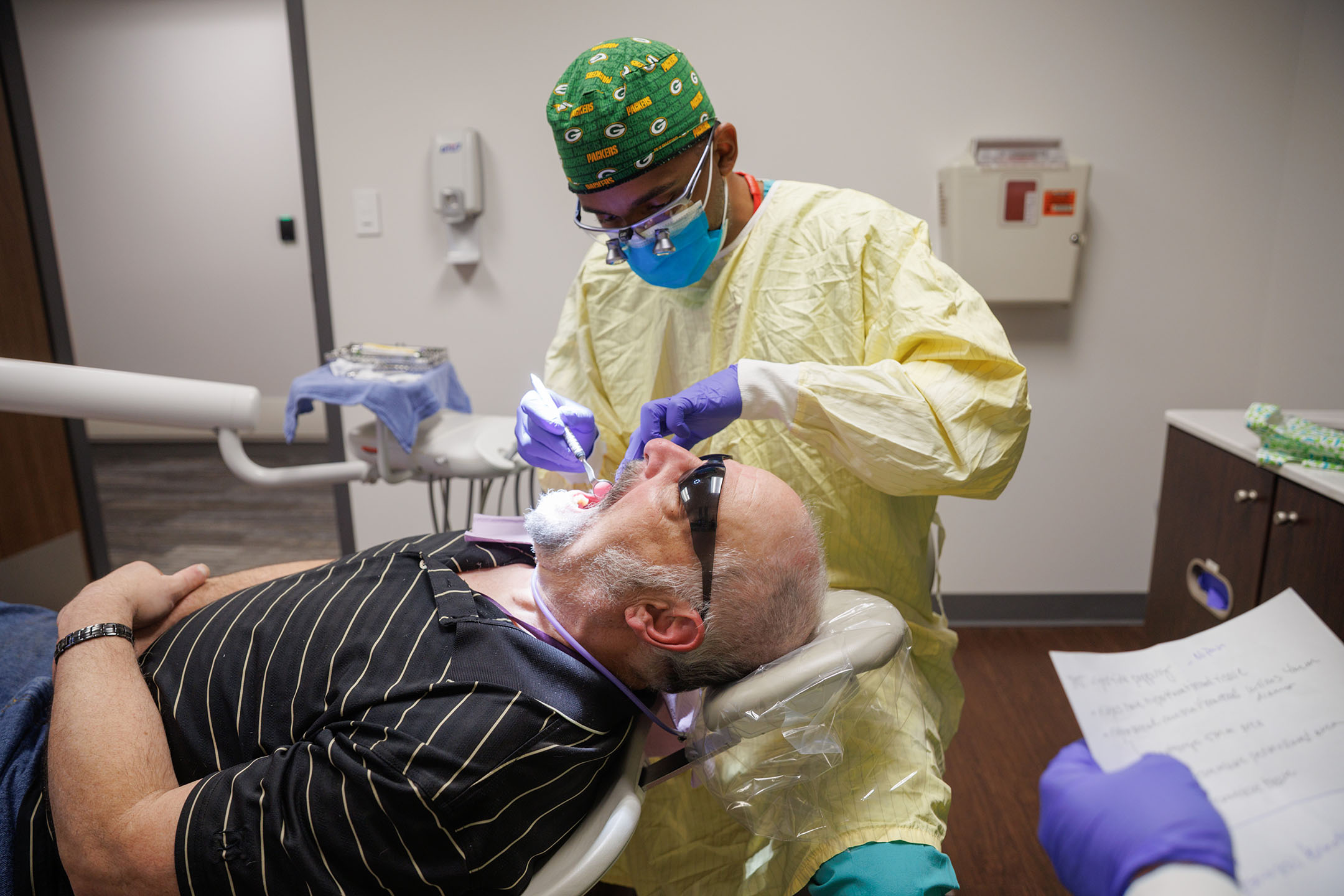 The UNMC College of Dentistry held a veteran outreach day Friday July 11, Students working out of the adult dentistry clinic in the Durham Outpatient Center assessed and created care plans for five veterans with dental issues.