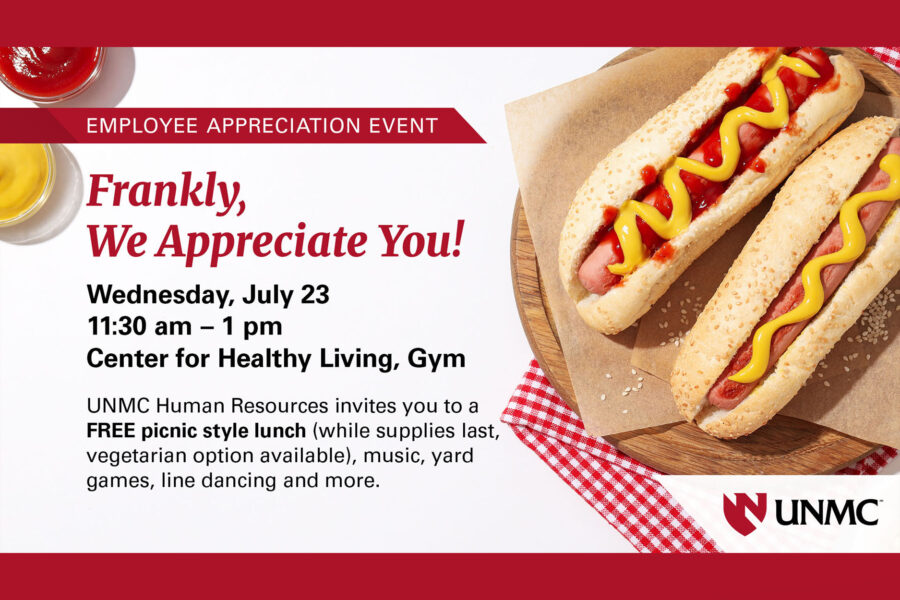 Event flier for the summer employee appreciation event to be held July 23 at the Ruth and Bill Scott Student Plaza