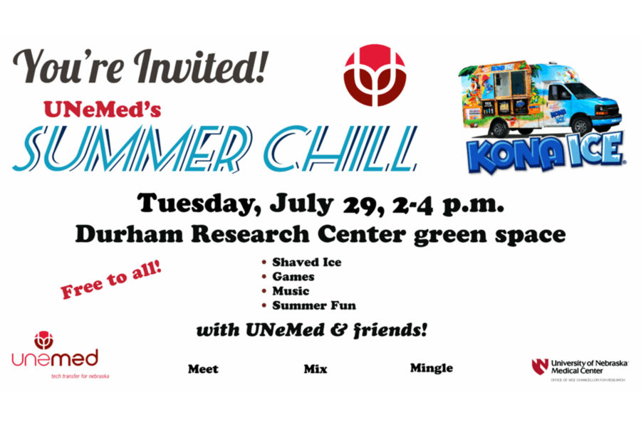 Promotional graphic on the Summer Chill event&comma; Tuesday&comma; July 29&comma; from 2-4 p&period;m&period;&comma; in the green space outside the Durham Research Center towers&period;