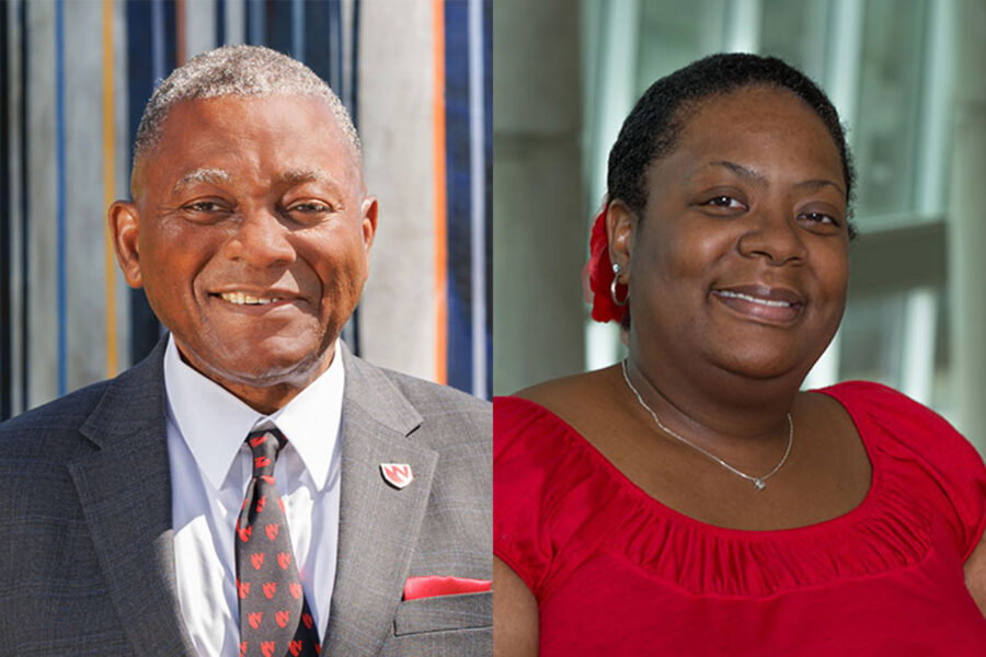 UNMC Interim Chancellor H. Dele Davies, MD, and Stacey Coleman, inaugural president of the UNMC Staff Advisory Council