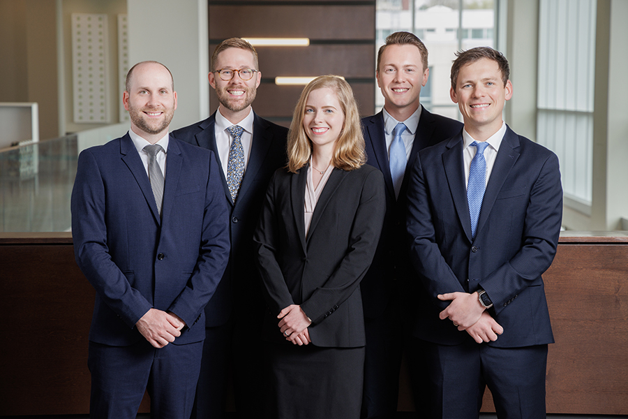 Class of 2025 l&period;-r&period; Brandt Buckner&comma; MD&comma; Dylan Fischer&comma; MD&comma; Carla Strohhofer&comma; MD&comma; Keagan Gertz&comma; MD&comma; and Matthew Hays&comma; MD&comma;