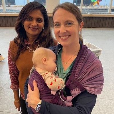 Dr. Smitha Mathew (l) with Dr Sara Putnam, and her daughter, Hannah.