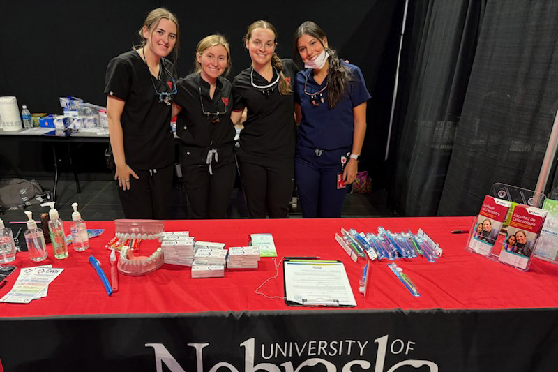 Dental students Payton Alber&comma; Kesean Bundy&comma; Erin Alexander and Maryssa Lira attended the Project Connect-Lincoln event on Oct&period; 8&period;