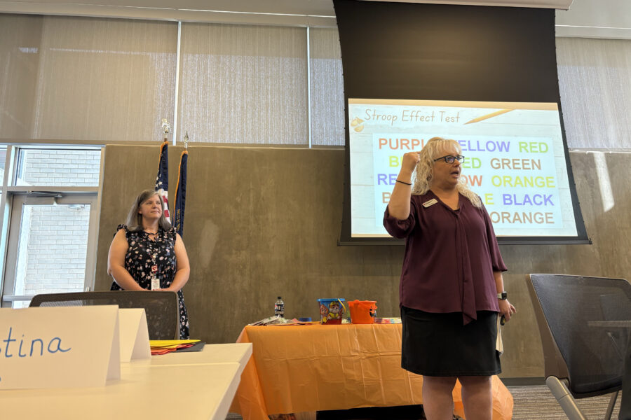 Kari Price leads a training exercise at the Learning Community Center of North Omaha&period;