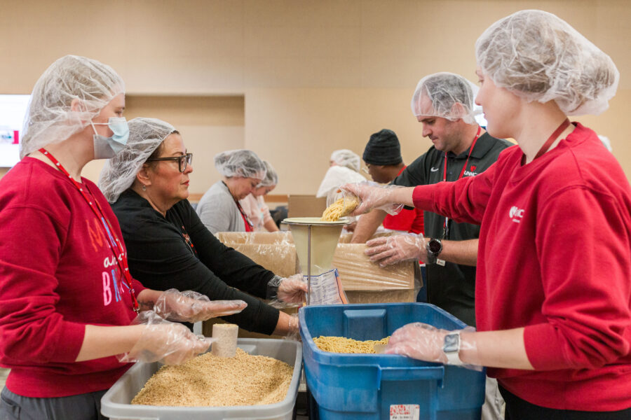 More than 100 volunteers helped package the meals &period;