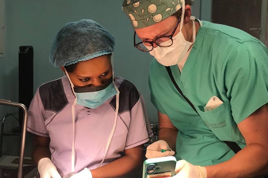 Resident Zach Egr&comma; MD&comma; training UTH resident in Lusaka&comma; Zambia&period;