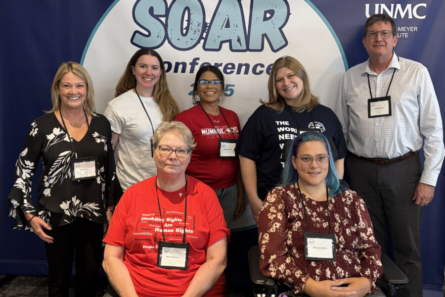 Members of the SOAR conference planning team&comma; back row from left&colon; Kim Falk&comma; Rachael Serena&comma; Maribel Garcia&comma; Emily Costello and Mark Shriver&period; Front row&comma; from left&colon; Kellie Ellerbusch and Melanie Davis&period;