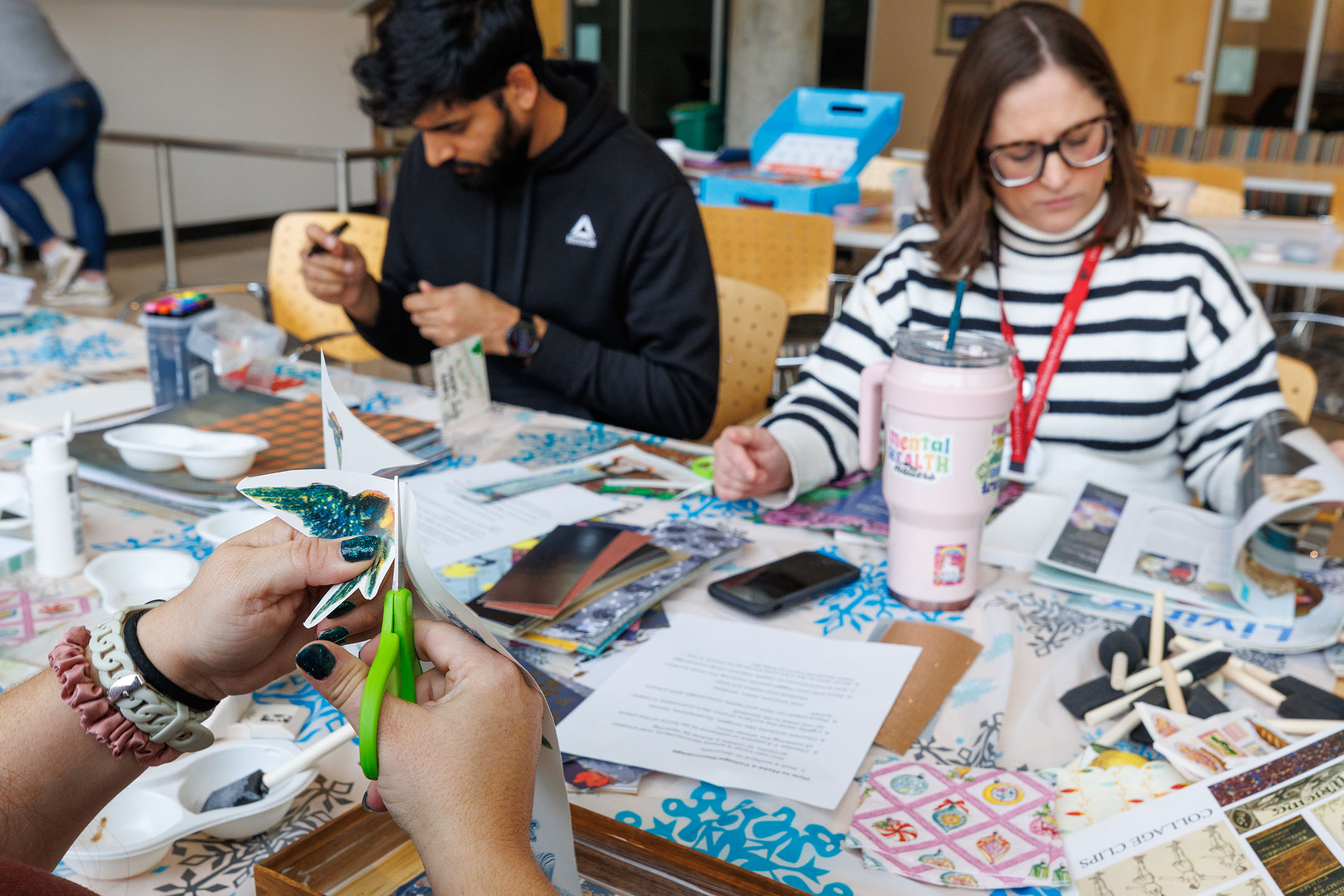 People making crafts for De-Stress Week