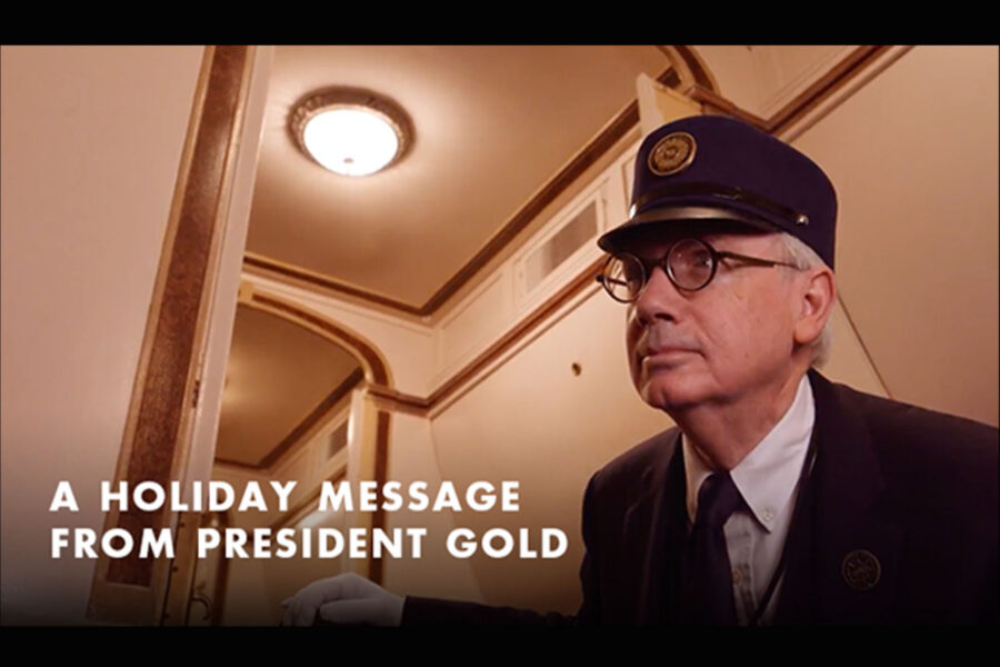 University of Nebraska System President Jeffrey P&period; Gold&comma; MD&comma; and a message that says&comma; "A holiday message from President Gold"