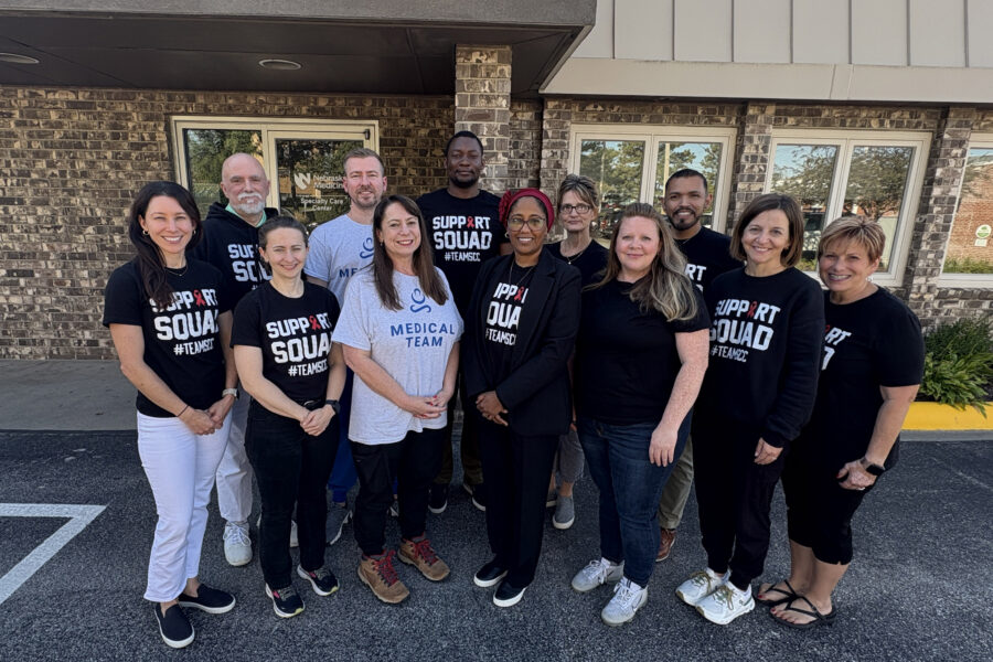 The Specialty Care Center-HEAL Omaha street medicine collaboration team includes&colon; Front row from left&comma; Sara Bares&comma; MD&comma; and Jenn Davis&comma; MD&comma; both of the UNMC Department of Internal Medicine&semi; Melissa Neuenfeldt&comma; COO&comma; HEAL Omaha&semi; project director Nada Fadul&comma; MD&comma; UNMC Department of Internal Medicine&semi; Samantha Jones&comma; UNMC&semi; Jennifer O&rsquo;Neill&comma; UNMC&semi; Deanna Hansen&comma; UNMC&period; Back row from left&comma; Lance Burwell&comma; UNMC&semi; Dalton Nelsen&comma; MD&comma; CEO&comma; HEAL Omaha and UNMC Department of Emergency Medicine&comma; Emmanuel Essam Nkodo&comma; MD&comma; UNMC&period; Renae Furl&comma; UNMC&comma; Agustin Delgado Jimenez&comma; UNMC&period; Not pictured are&colon; Dan Cramer&comma; UNMC&semi; Nikki Regan&comma; UNMC&semi; Landon Schneider&comma; UNMC&semi; and UNMC student volunteers Jordan Ryner and Olivia Youngblood&period;
