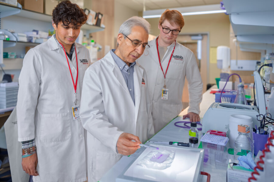 From left&colon; Cyrus Ahari&comma; Hamid Band&comma; PhD&comma; Ethan Lorenson