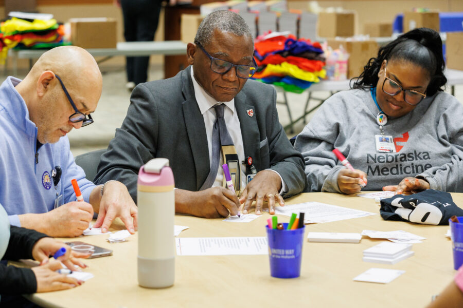UNMC Interim Chancellor H&period; Dele Davies&comma; MD&comma; joins members of the med center community during the 'MLK Day of Service&period;'