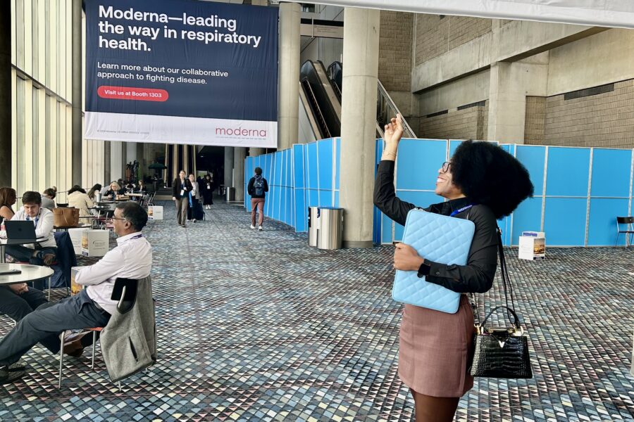 Amaka Modebelu&comma; shown arriving at a conference&comma; said she feels more confident after crafting her elevator pitch&period;