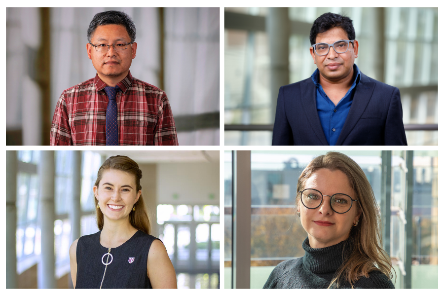 Top&colon; Ruirui Liu&comma; PhD and Bhopal Mohapatra&comma; PhD&period; Bottom&colon; Mariah Kay Jackson&comma; PhD and Thais Favero Alves&comma; PhD&period;
