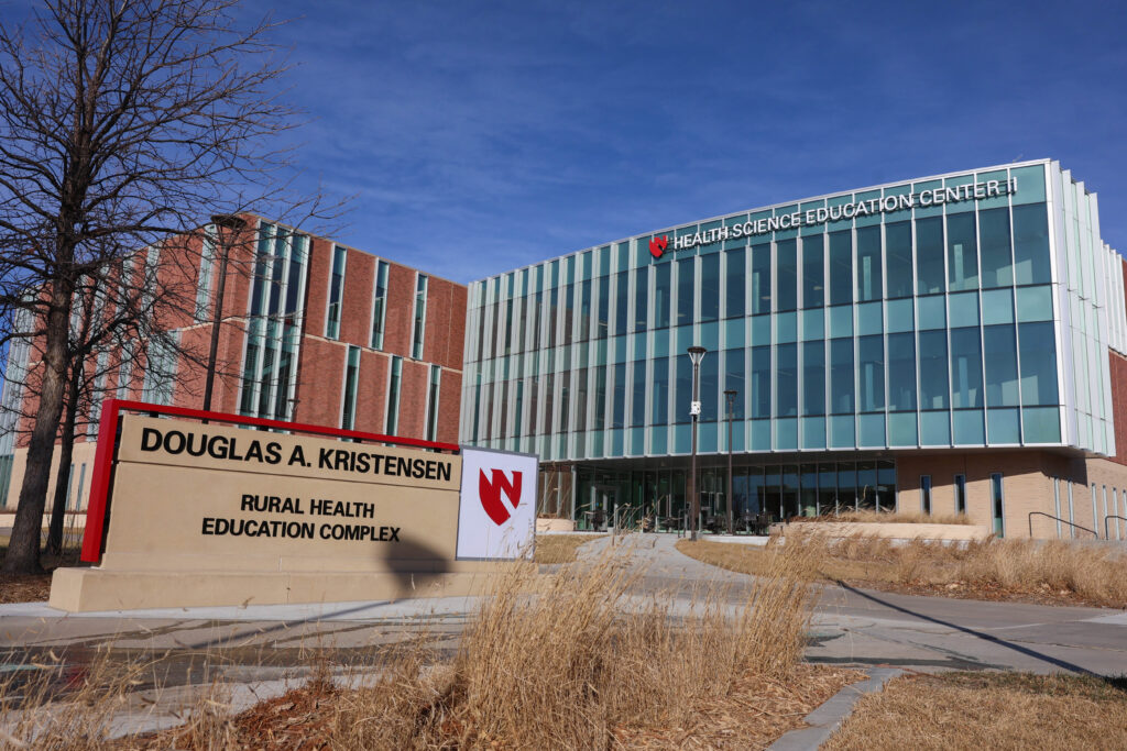 Exterior photo of the Health Science Education Center II opened in Kearney in January as part of the Douglas A. Kristensen Rural Health Education Complex. 