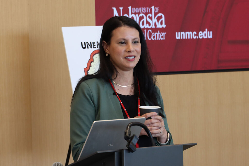 Agnes Lenagh, PhD, speaks at a February Idea Pub: Morning Edition