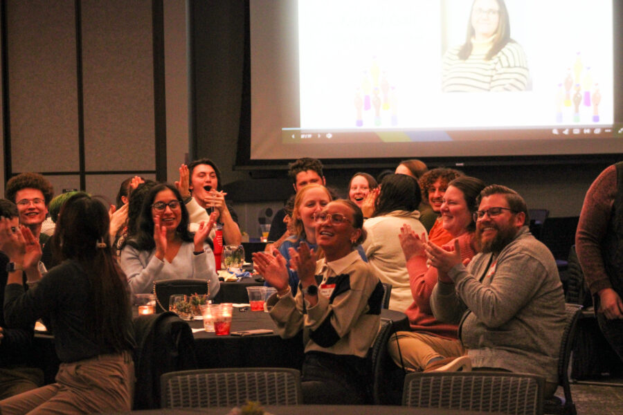 A crowd cheers during the Munroe-Meyer Institute's Celebration of Excellence&period;