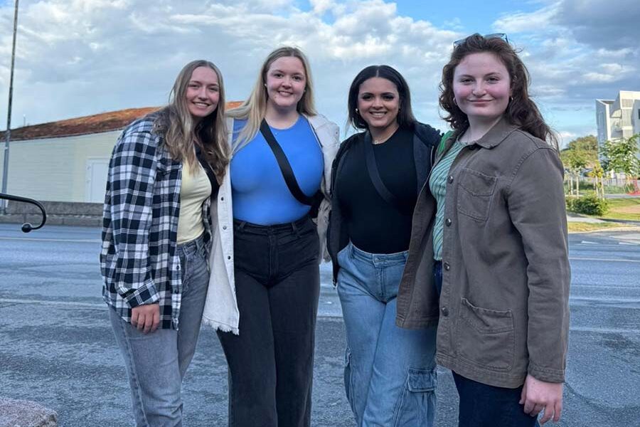 Devin Moline&comma; Meredith Gaura&comma; Kelsey Horton and Aleyah Hunzeker traveled to Norway to visit the University of Agder in Kristiansand&comma; Norway&period;